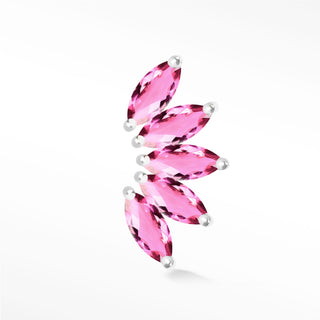 Pink Sapphire Flat Back Earring Lotus 14k White