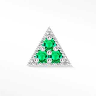 Flat Back Earring Emerald Pyramid 14K White