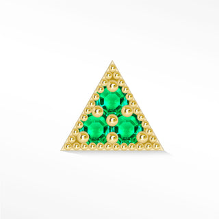 Flat Back Earring Emerald Pyramid 14K Yellow