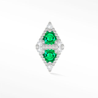 Flat Back Earring Emerald Celestial Drop 14K White