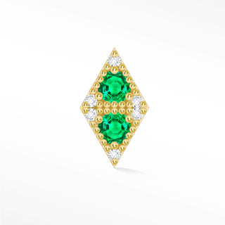 Flat Back Earring Emerald Celestial Drop 14K Yellow