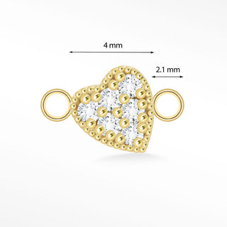 Diamond Connectors Heart 14K Yellow for Permanent Jewelry - Nina Wynn