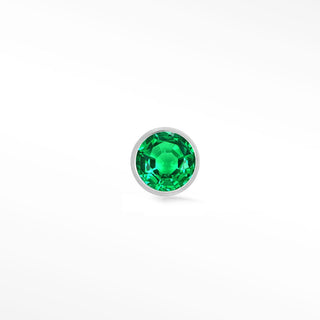 Emerald Flat Back Earrings 1.5mm Bezel 14k White - Nina Wynn
