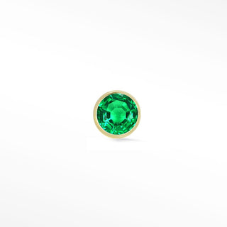 Emerald Flat Back Earring 1.5mm Bezel 14k Yellow - Nina Wynn