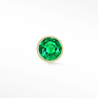 Emerald Flat Back Earring 2mm Bezel 14k Yellow - Nina Wynn