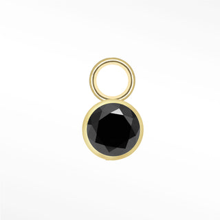 Black Diamond 2.5mm Bezel Mini Charm 14K Yellow Gold