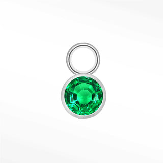 Emerald 2.5mm Bezel Mini Charm 14K White Gold