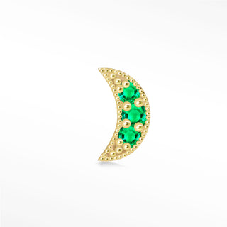 Flat Back Earring Emerald Moon 14k Yellow