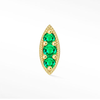 Flat Back Earring Emerald Marquise 14k Yellow