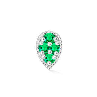 Flat Back Earring Emerald Pear 14k White