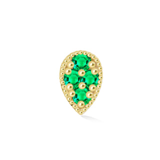 Flat Back Earring Emerald Pear 14k Yellow