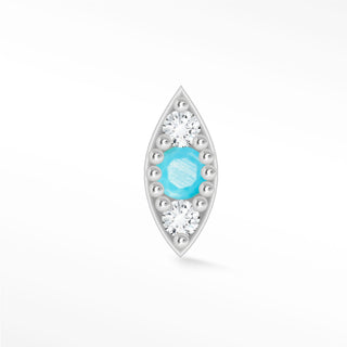 Flat Back Earring Turquoise Evil Eye 14k White