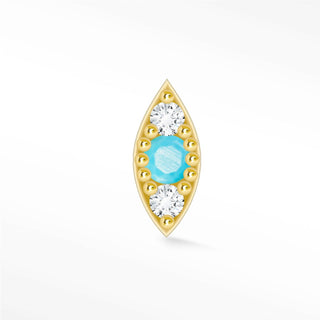 Turquoise Flat Back Earring Evil Eye 14k Yellow