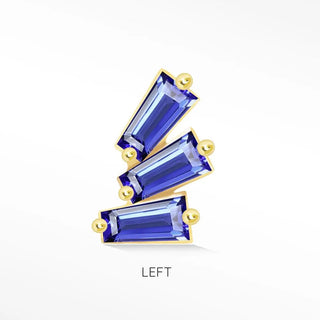 Flat Back Earring Blue Sapphire The Tapered Baguette 14k Yellow