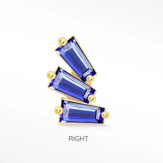Flat Back Earring Blue Sapphire The Tapered Baguette 14k Yellow