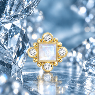 Flat Back Earring Moonstone Princess ice blue