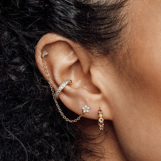 Flat Back Earring Diamond Buttercup Med 14k Yellow