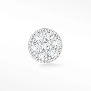 Flat Back Earring Diamond Glazed Donut Med 14k White