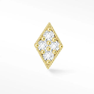 Flat Back Earring Diamond Rhombus 14k Yellow
