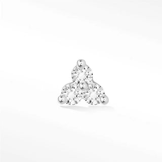 Flat Back Earring Diamond Trinity Small 14k White