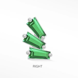 Flat Back Earring Emerald The Tapered Baguette 14k White