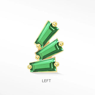 Flat Back Earring Emerald The Tapered Baguette 14k Yellow