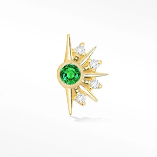 Flat Back Earring Emerald Demi Urchin 14K Yellow