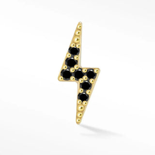 Flat Back Earring Black Diamond Lightning Bolt Large 14k Yellow