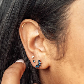 Flat Back Earring Crescent Small 14k White