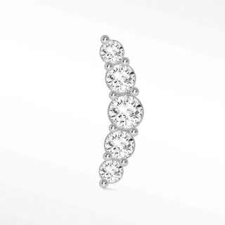 Flat Back Earring Diamond Croissant Pave Large 14k White