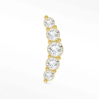 Flat Back Earring Diamond Croissant Pave Large 14k Yellow