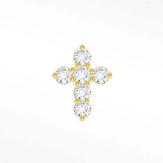 Flat Back Earring Diamond Cross Small 14K Yellow
