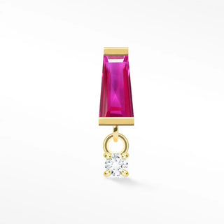 Flat Back Earring Pink Sapphire Dynamic Drop 14k Yellow