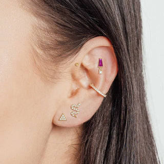 Flat Back Earring Pink Sapphire Dynamic Drop 14k Yellow