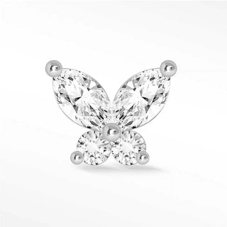 Flat Back Earring Moissanite Butterly Med 14k White