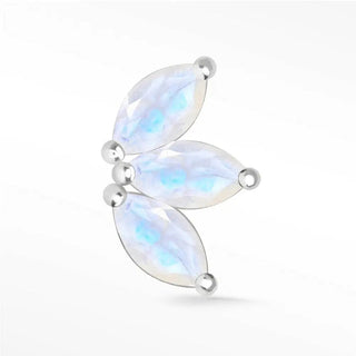 Flat Back Earring Moonstone Baby Lotus Large 14K White