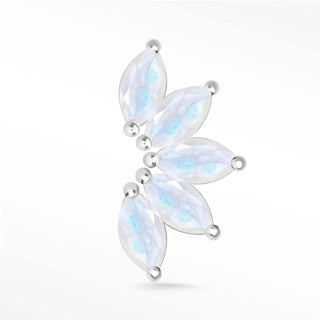 Flat Back Earring Moonstone Large Lotus 14K White