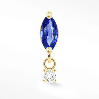 Flat Back Earring Blue Sapphire Movement 14k Yellow