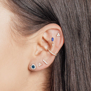 Flat Back Earring Blue Sapphire Movement 14k Yellow