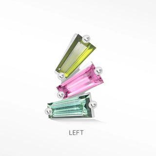 Flat Back Earring Multi Tourmaline The Tapered Baguette 14k White