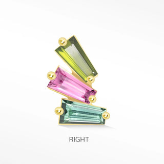 Flat Back Earring Multi Tourmaline The Tapered Baguette 14k Yellow