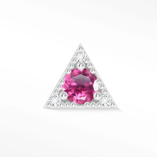 Flat Back Earring Pink Sapphire Aurora 14k White