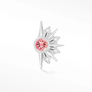 Flat Back Earring Pink Tourmaline Demi Urchin 14K White