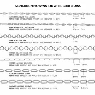 14k White Gold Chain Designer Line for Permanent Jewelry - Nina Wynn