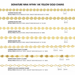 Mirror Drop Dainty 4.5mm 14k Gold Chain Designer Line for Permanent Jewelry - Nina Wynn