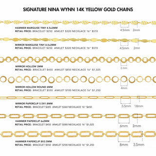 Mirror Hollow Diamond 5mm 14k Gold Chain Designer Line for Permanent Jewelry - Nina Wynn
