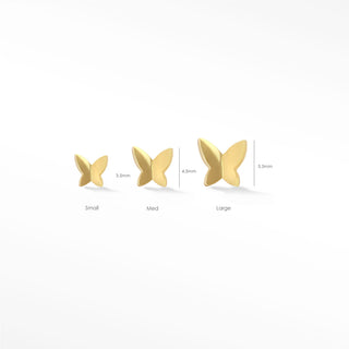 Flat Back Earring Baby Butterfly 14k Yellow