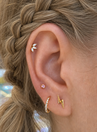 Flat Back Earring Moissanite Baby Lotus Small 14k Yellow