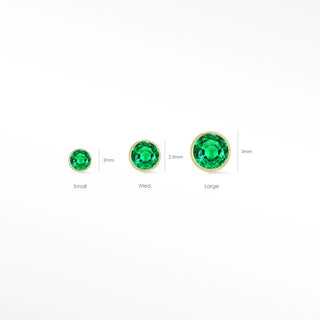 Flat Back Earring Emerald 1.5mm Bezel 14k Yellow