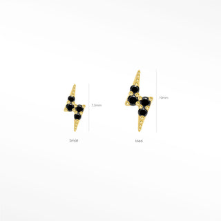 Flat Back Earring Black Diamond Lightning Bolt Med 14k Yellow